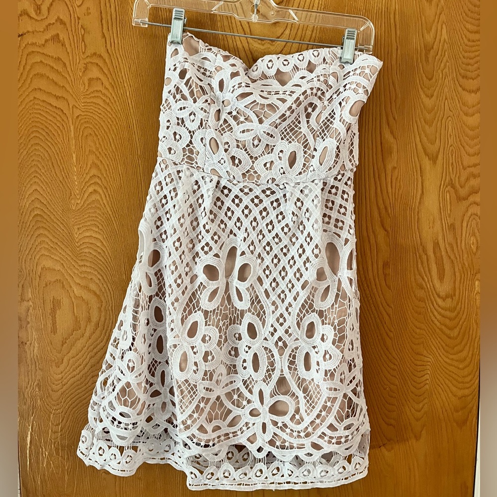 Francesca’s boutique white lace dress